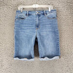 Old Navy Shorts Womens 10 Blue Stretch High Rise Denim Jean Bermuda